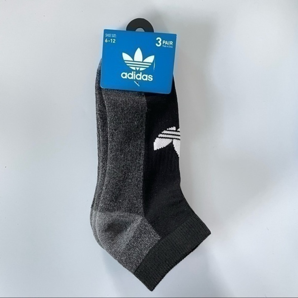Adidas men’s low cut socks 3 pack size 6-13 gray black gray white
